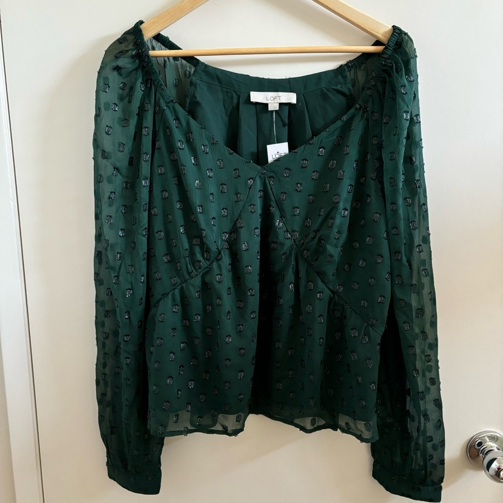 NWT LOFT Green Women's Top